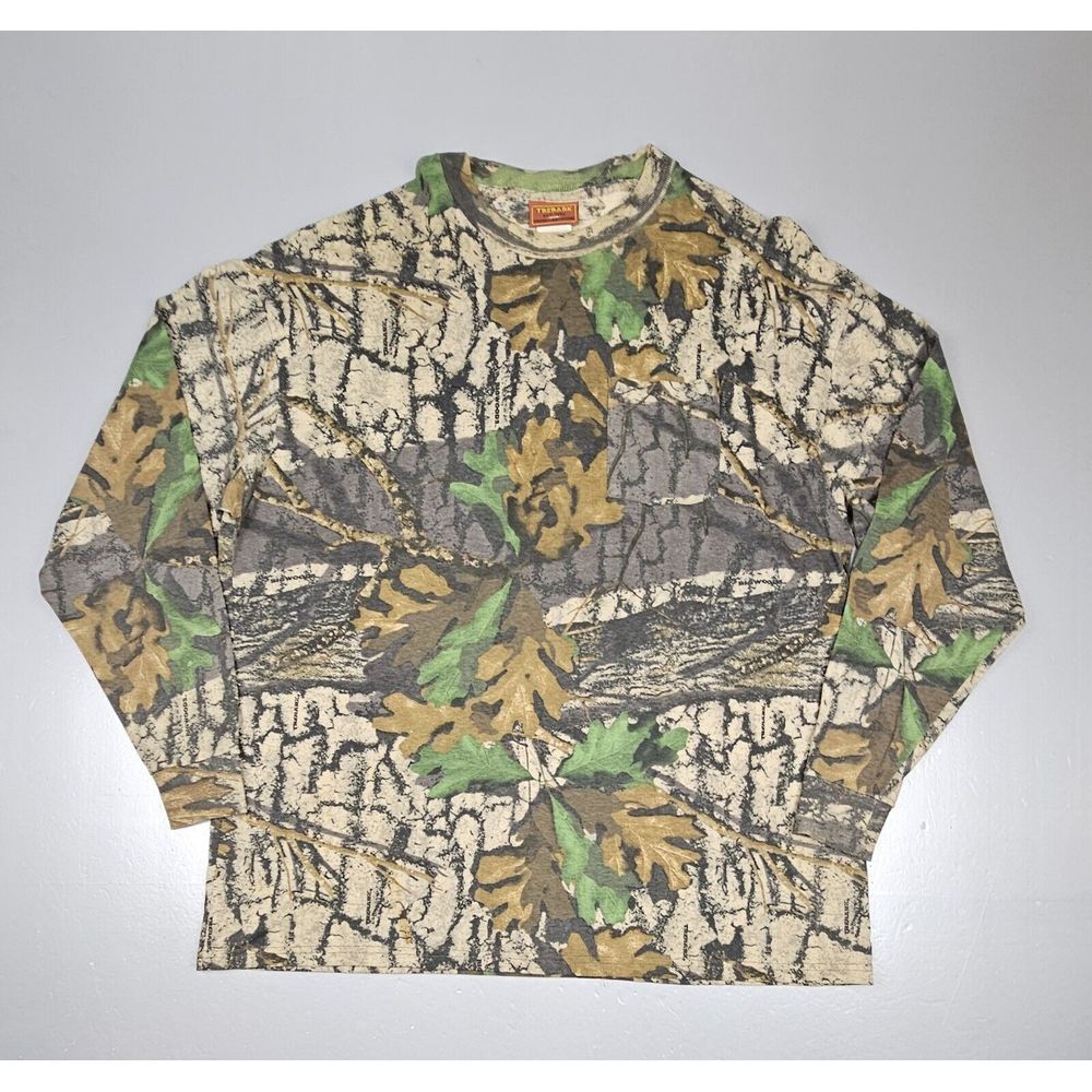 Vintage Trebark Camo Shirt Mens XL. Camouflage‎ Long Sleeve Foliage.